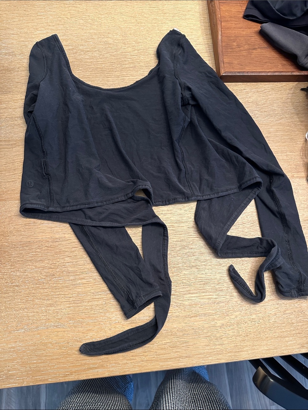 lululemon athletica Black Wrap-Front Long Sleeve Wrap Crop Top